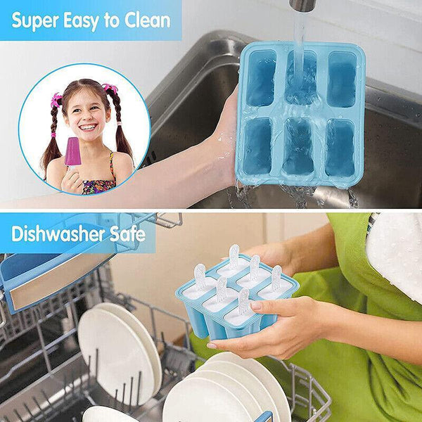 Silicone Ice Cream Mould Block Frozen Molds Icy Pole Jelly Popsicle Green 4 Grid Ice Cubes Trays & Moulds