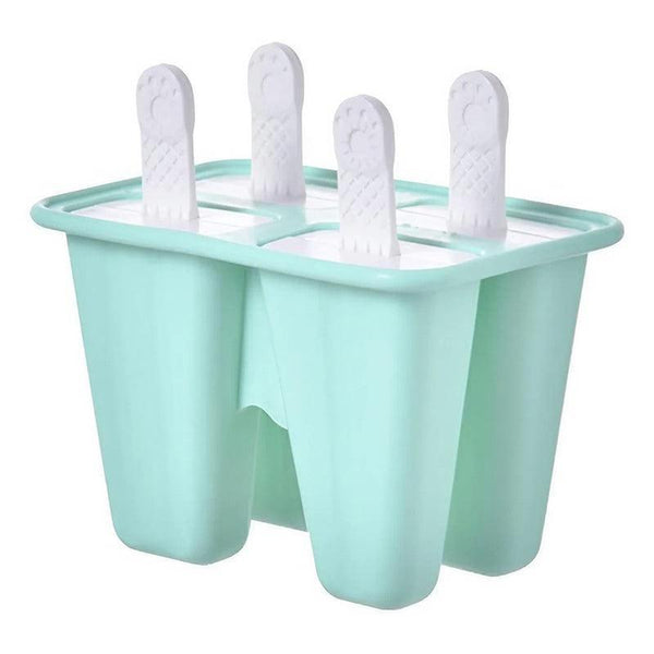 Silicone Ice Cream Mould Block Frozen Molds Icy Pole Jelly Popsicle Green 4 Grid Ice Cubes Trays & Moulds