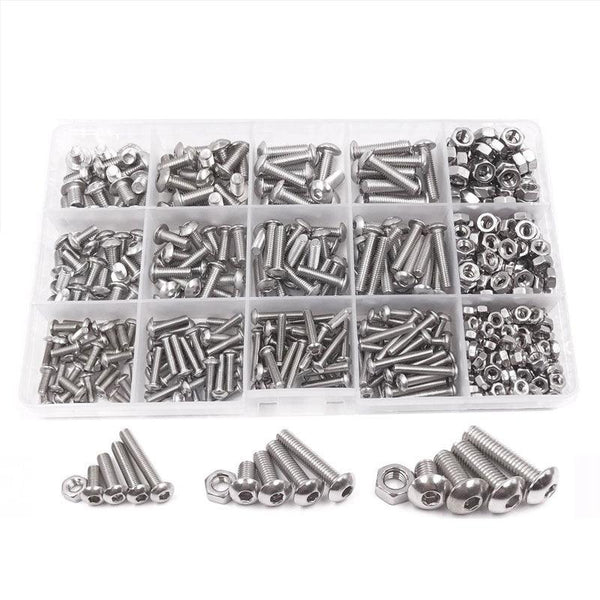 500X M3/M4/M5 Stainless Steel Hex Socket Button Head Bolts Screws Nuts Kit Screws & Bolts