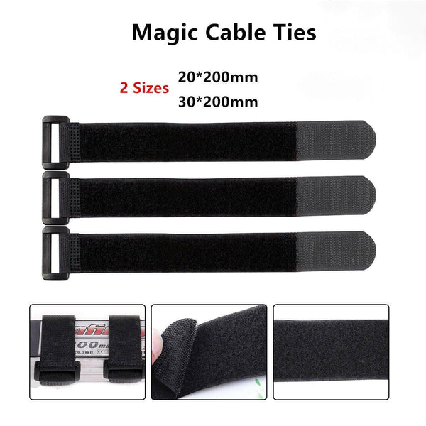 Magic Cable Ties Reusable Winder Coded Organiser Cords Hook Loop Black 20*300Mm 50Pcs Cable Ties & Organisers