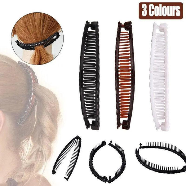 5X Hair Ponytail Holder Banana Clips Plastic Black Claw Comb Multipurpose Hair Accessories