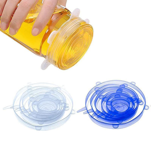 6Pcs Stretch Reusable Silicone Food Saver Cover Seal Insta Lids Bowl Wraps Green Food Covers