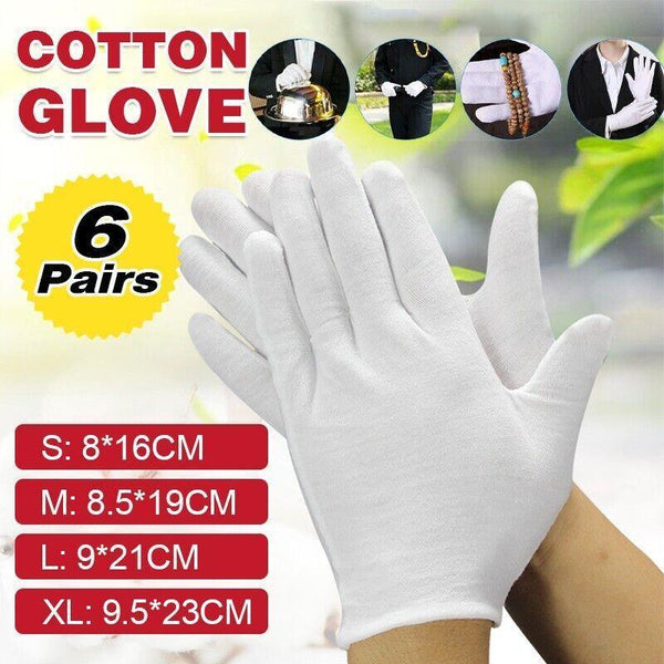 6 Pairs Handling Work Hands Protector Soft Costume Jewellery Cotton White Gloves M Protective Gloves