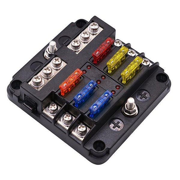 23Pc 6 Way Blade Fuse Box Block Holder Indicator Led Light 12V/32V Car Marine Wiring & Fuses