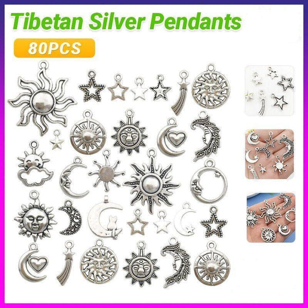 80Pcs Mixed Tibetan Silver Charms Pendants Jewelry Making Findings Diy Craft Charms & Pendants