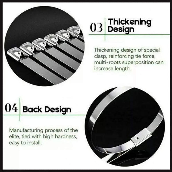 100X Stainless Steel Cable Ties Ss304 Marine Grade Zip Strap Locking Wrap 800Mm 4.6*200Mm Cable Ties & Organisers