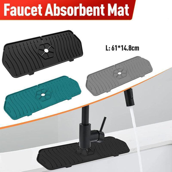 L Size Silicone Faucet Mat Kitchen Protector Absorbent Sink Splash Guard Green Kitchen Sinks