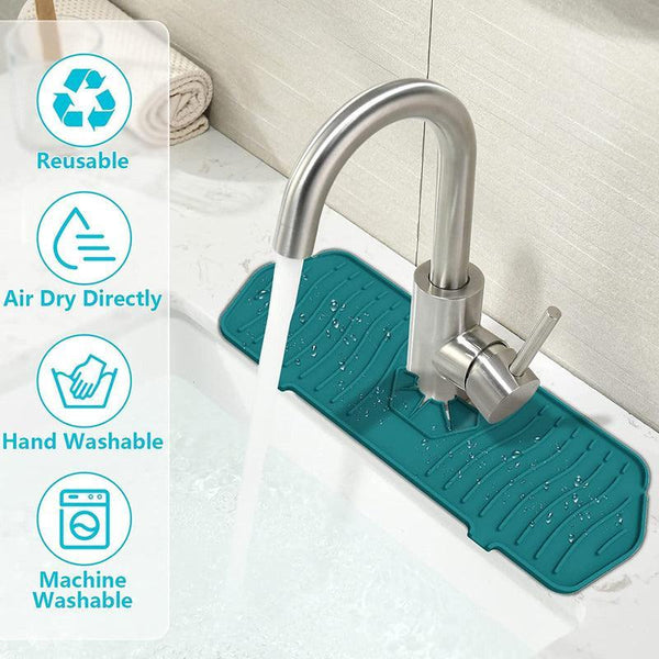 L Size Silicone Faucet Mat Kitchen Protector Absorbent Sink Splash Guard Green Kitchen Sinks