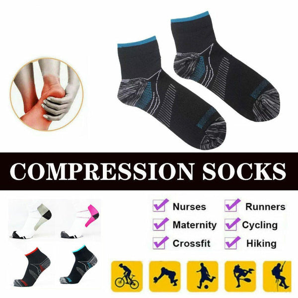 L Xl Ankle Compression For Foot Support And Daily Comfort Unisex Black Blue Socks