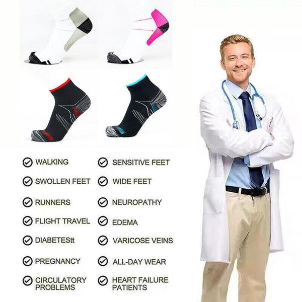 1 Pair Ankle Compression Foot Support Sleeves M Size Unisex Black Red Socks