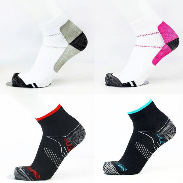 1 Pair Ankle Compression Foot Support Sleeves M Size Unisex White Grey Socks