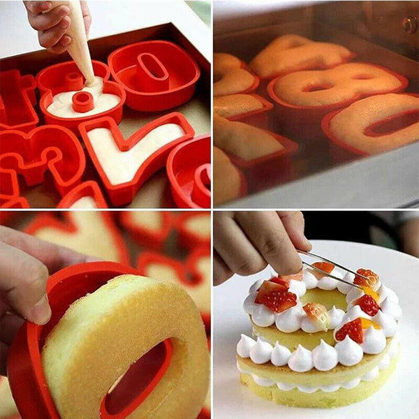 10 Inch Silicone Number Cake Mould Birthday Baking Pan Fondant Tools Muffin Pans & Baking Moulds