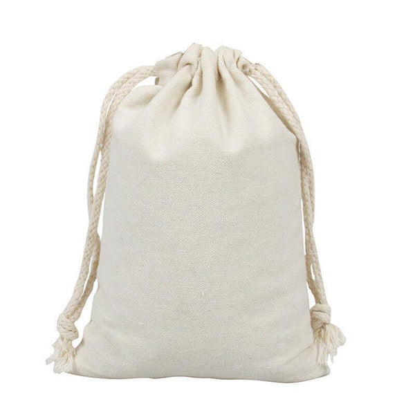 10X Canvas Cotton Drawstring Bags Linen Calico Tote Gift Storage Pouches 25X35cm Gift Bags