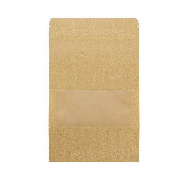 10X 12*20+4Cm Stand Up Bag Kraft Paper Seal Packaging Window Zip Lock Pouch Pcs Food Storage Bags