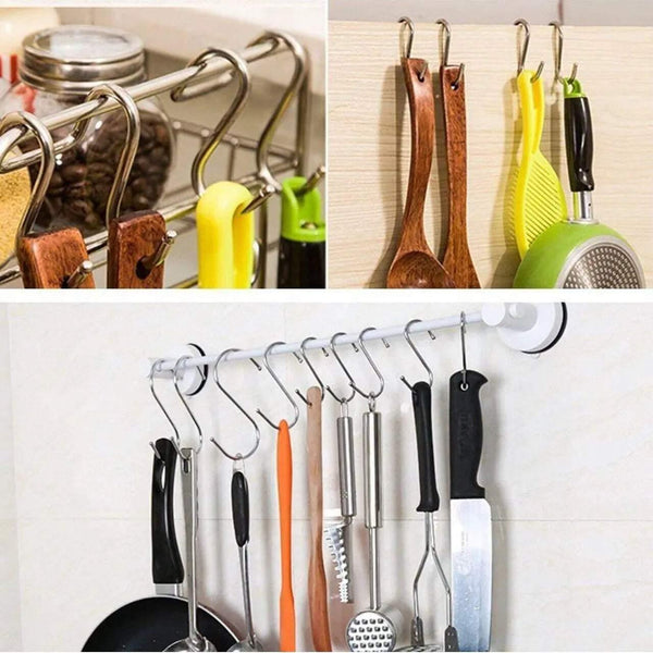 8Cm Stainless Steel Shape Hooks Kitchen Hanger Rack Clothes Hanging Plant Holders 20Pcs Racks & Holders