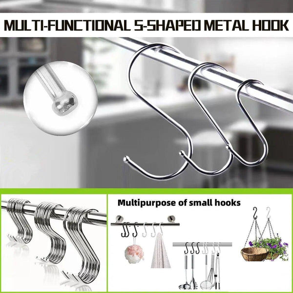 8Cm Stainless Steel Shape Hooks Kitchen Hanger Rack Clothes Hanging Plant Holders 10Pcs Hooks & Hangers