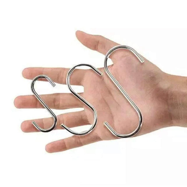 8Cm Stainless Steel Shape Hooks Kitchen Hanger Rack Clothes Hanging Plant Holders 10Pcs Hooks & Hangers