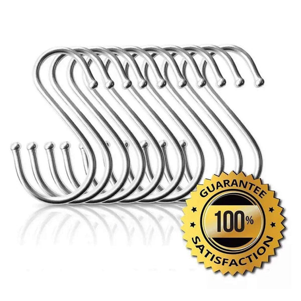 8Cm Stainless Steel Shape Hooks Kitchen Hanger Rack Clothes Hanging Plant Holders 10Pcs Hooks & Hangers
