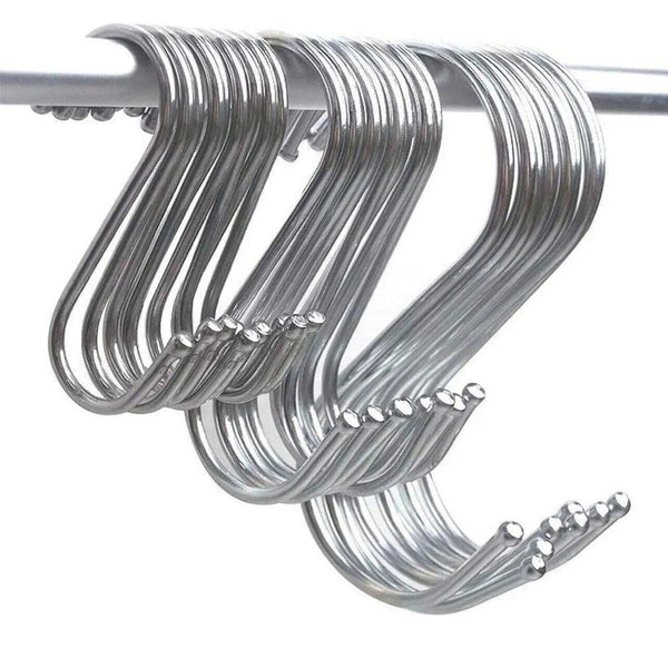 12Cm Stainless Steel Shape Hooks Kitchen Hanger Rack Clothes Hanging Plant Holders 10Pcs Hooks & Hangers