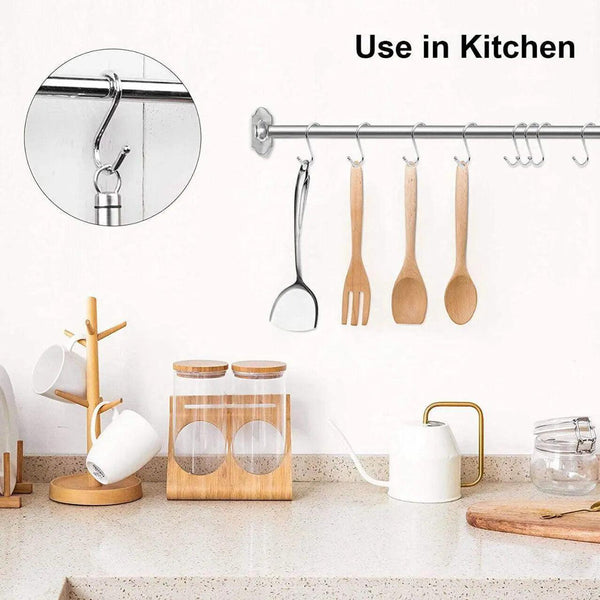 12Cm Stainless Steel Shape Hooks Kitchen Hanger Rack Clothes Hanging Plant Holders 10Pcs Hooks & Hangers