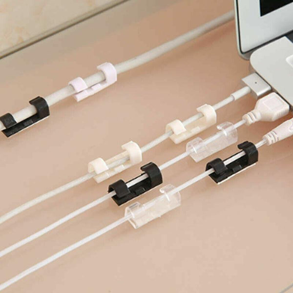 20Pcs Cable Clips Management Holder Cord Wire Line Organizer Self Adhesive Size Black X Cable Cleats Clamps & Ties