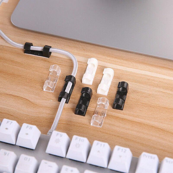 20Pcs Cable Clips Management Holder Cord Wire Line Organizer Self Adhesive Size Black X Cable Cleats Clamps & Ties
