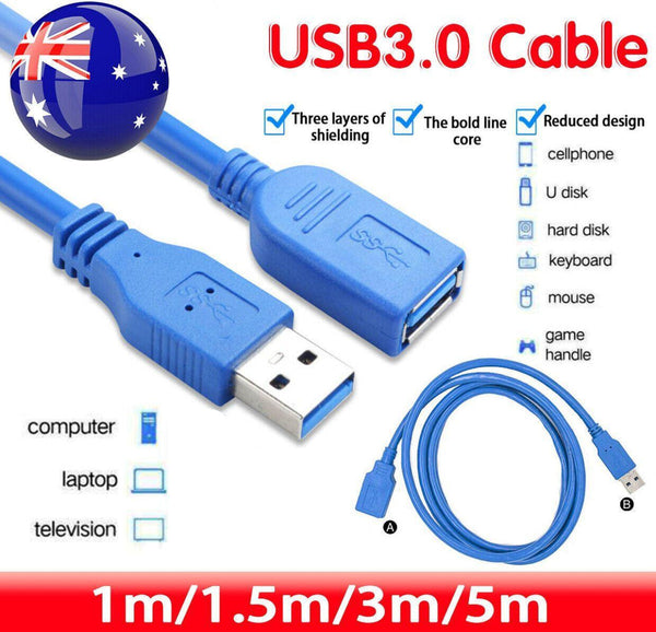 Super Speed Usb 3.0 Male To Female Data Cable Extension Cord For Laptop Pc Camera 3M Other Computer Cables