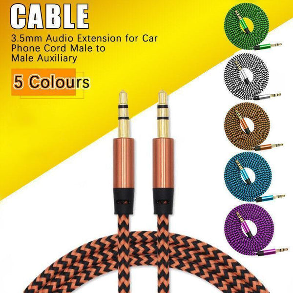 Aux Cable 3.5Mm Stereo Audio Input Extension Male To Auxiliary Car Cord White Audio Cable Plugs & Jacks