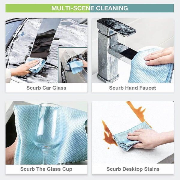 5X Fish Scale Microfiber Cleaning Cloth Dish Washing Glass Wipe Reusable Kitchen Other Kitchen Gadgets