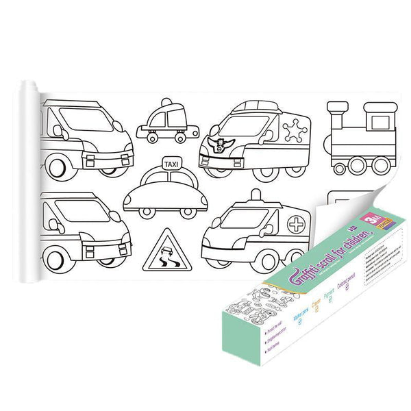 3M Diy Colouring Paper Roll With 12 Pencils Cartoon Doodle Set Animal World (With 12Pcs Colored Pencils) Kids Craft Kits