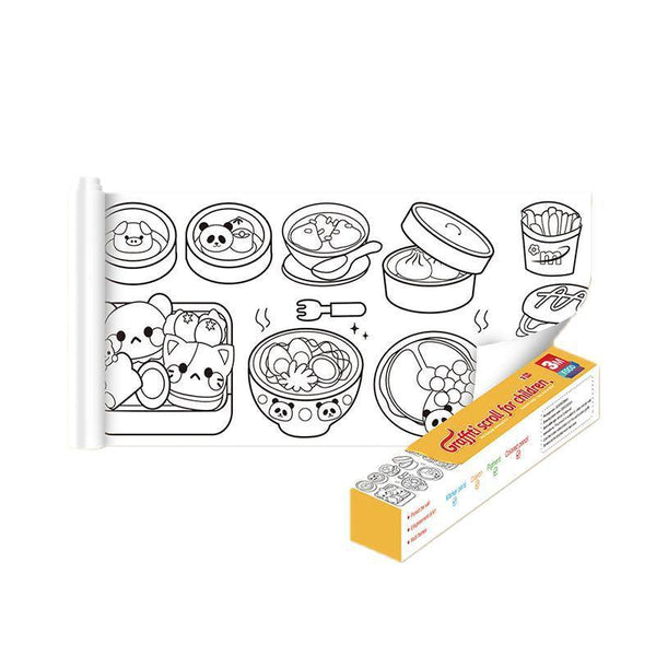 3M Diy Colouring Paper Roll With 12 Pencils Cartoon Doodle Set Dinosaur Land(With 12Pcs Colored Other Painting Accessories