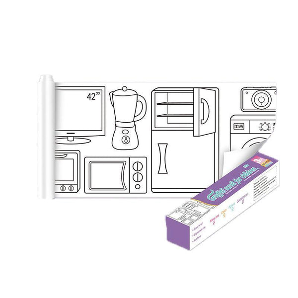3M Diy Colouring Paper Roll With 12 Pencils Cartoon Doodle Set Dinosaur Land(With 12Pcs Colored Other Painting Accessories
