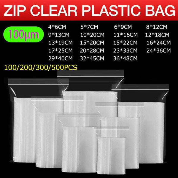 100Pcs 100Micron Bulk Clear Resealable Pe Plastic Zip Bags 5*7Cm Food Storage Bags