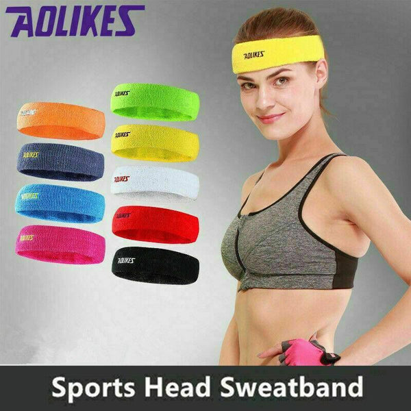 Aolikes Headbands Sweatband Cotton Hair Gym Yoga Stretch Sport Band Grey Sweatbands