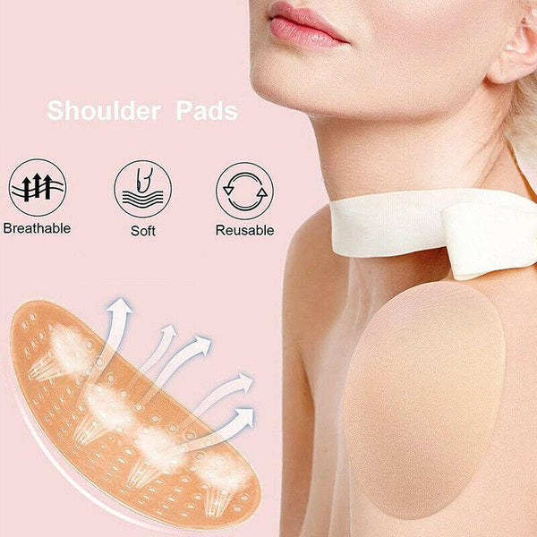 2Pcs Soft Anti Slip Invisible Shoulder Pads Naturally Increased Silicone /Sponge Beige (Silicone) Bra Accessories
