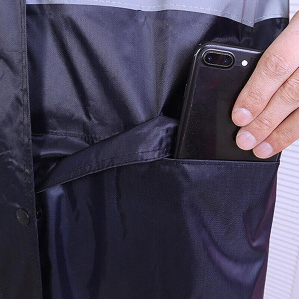 Unisex Waterproof Raincoat Xl Size Lightweight Hooded Long Work Outdoor Overcoat Blue Raincoats