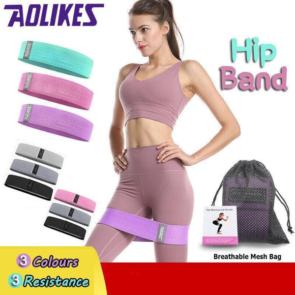 Aolikes Set 3 Resistance Booty Bands Hip Circle Loop Workout Exercise Of With Bag Resistance Trainers