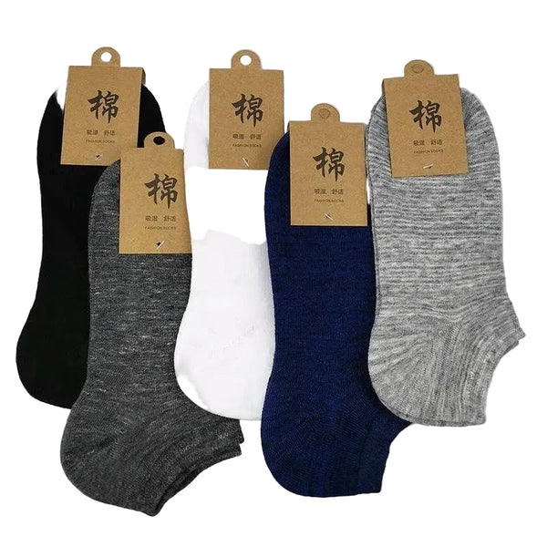5X Pairs Low Cut Cotton Soft Breathable Non Slip Casual Ankle Black (5 Pairs) Socks