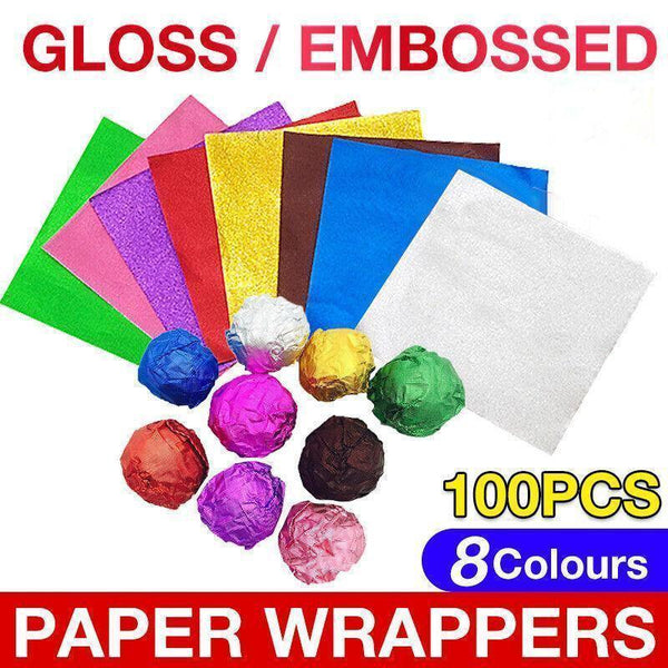 100Pcs Tin Foil Aluminium Wrapping Square Chocolate Wrappers 10Cm Blue/Embossed Other Decorating Tools