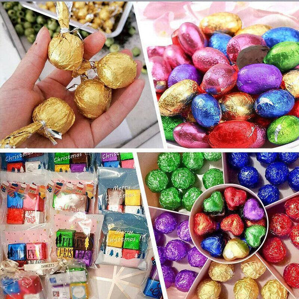 100Pcs Tin Foil Aluminium Wrapping Square Chocolate Wrappers 10Cm Blue/Embossed Other Decorating Tools