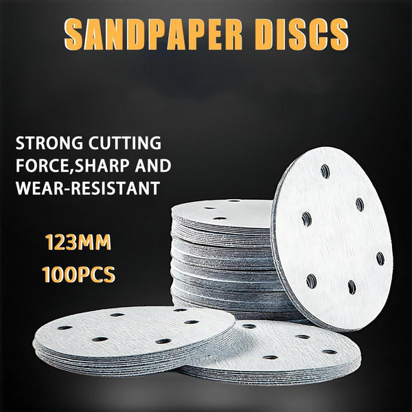 100X 123Mm 6/8 Hole Sanding Discs Hook Loop Orbital Sander Pads 80 120 240 Grit 60 Grits6 Hole Air Sanders