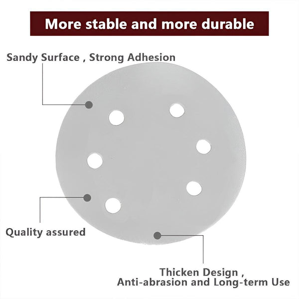 100X 123Mm 6/8 Hole Sanding Discs Hook Loop Orbital Sander Pads 80 120 240 Grit 60 Grits6 Hole Air Sanders