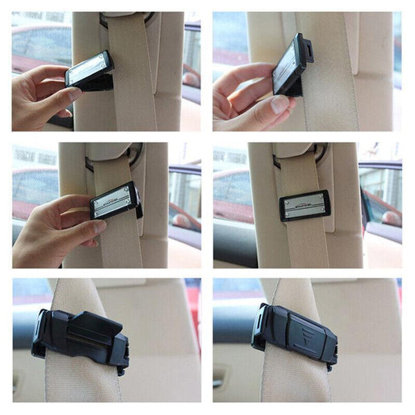 2X Car Shoulder Strap Positioning Clip Buckle Adjuster For Driving Comfort Silver Other Car Interior