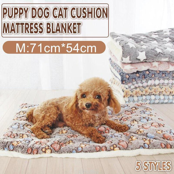 M Size Puppy Dog Cat Cushion Mattress Blanket Bed Soft Warm Pet Pad Winter Kennel House Brown Footprint Dog Blankets