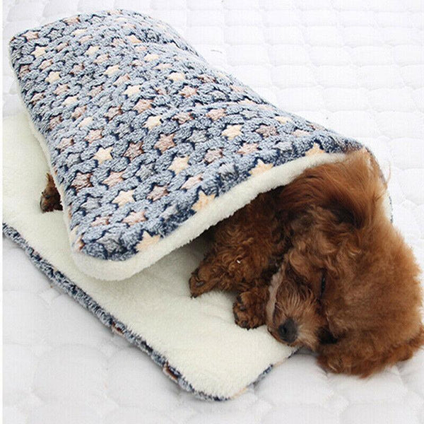 M Size Puppy Dog Cat Cushion Mattress Blanket Bed Soft Warm Pet Pad Winter Kennel House Brown Footprint Dog Blankets
