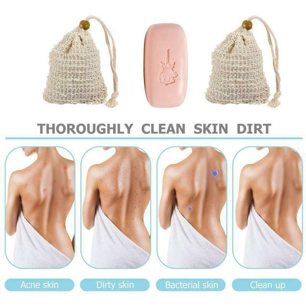 Flax Soap Saver Bag With Foaming Mesh And Drawstring For Exfoliating 1Pc Baby Bathing & Grooming