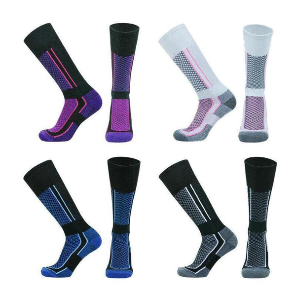 Men Women Long Warm Breathable Ski Socks Thicken Winter Sports Pink&White(33 39) Womens Socks