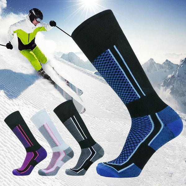 Men Women Long Warm Breathable Ski Socks Thicken Winter Sports Pink&White(33 39) Womens Socks