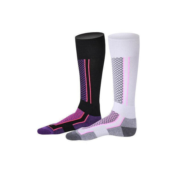 Men Women Long Warm Breathable Ski Socks Thicken Winter Sports Pink&White(33 39) Womens Socks