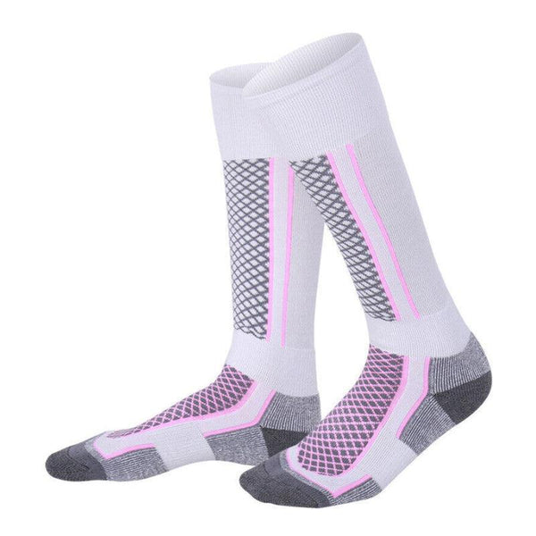 Men Women Long Warm Breathable Ski Socks Thicken Winter Sports Pink&White(33 39) Womens Socks